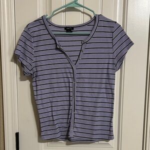 Rue21 Purple Striped Button-Up Top